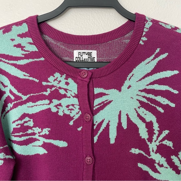 NWT Future Collective Purple/Green Cardigan Size Small - Picture 3 of 9